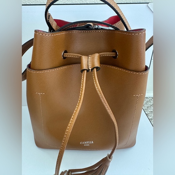 Camila Roma Brown Leather Bucket Bag Can be Crossbody with Long➕ Short Strap main image 5